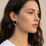 Silver Statement Earrings with Enamel, Organic Stud Earrings, Sculptural Earrings, Brown Black Enamel, Titanium Posts