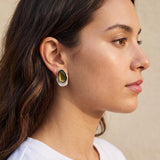 Silver Statement Earrings with Enamel, Organic Stud Earrings, Sculptural Earrings, Brown Black Enamel, Titanium Posts