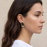 Silver Statement Earrings with Enamel, Organic Stud Earrings, Sculptural Earrings, Brown Black Enamel, Titanium Posts