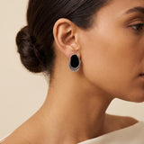 Silver Statement Earrings with Enamel, Organic Stud Earrings, Sculptural Earrings, Brown Black Enamel, Titanium Posts
