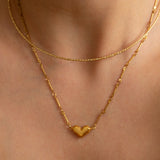 Gold Heart Link Necklace