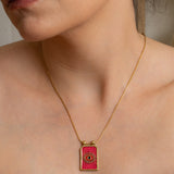 Gold rectangle EYE pendant necklace