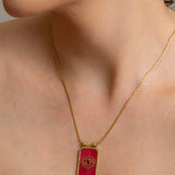 Gold rectangle EYE pendant necklace
