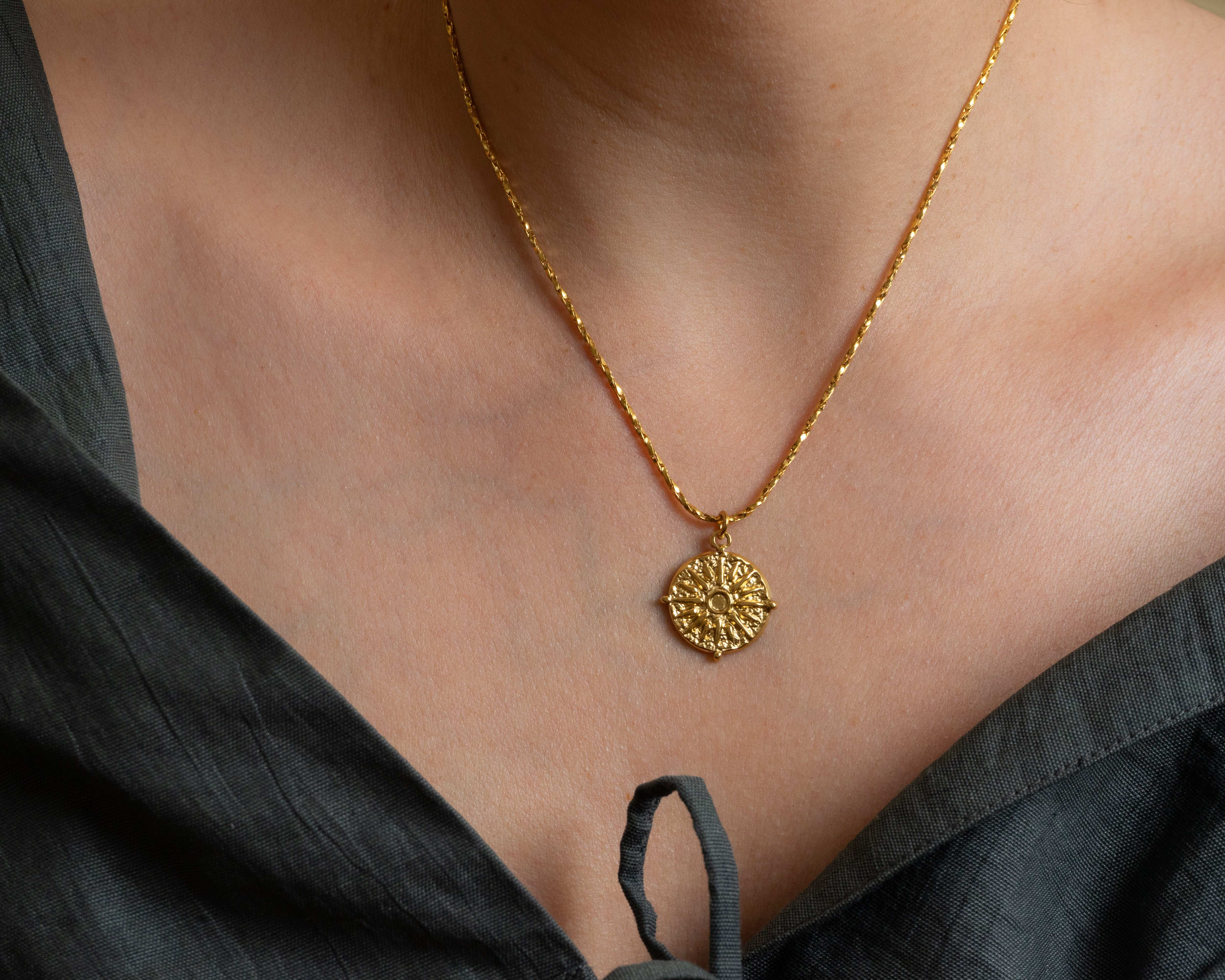 Gold Vergina Sun Necklace