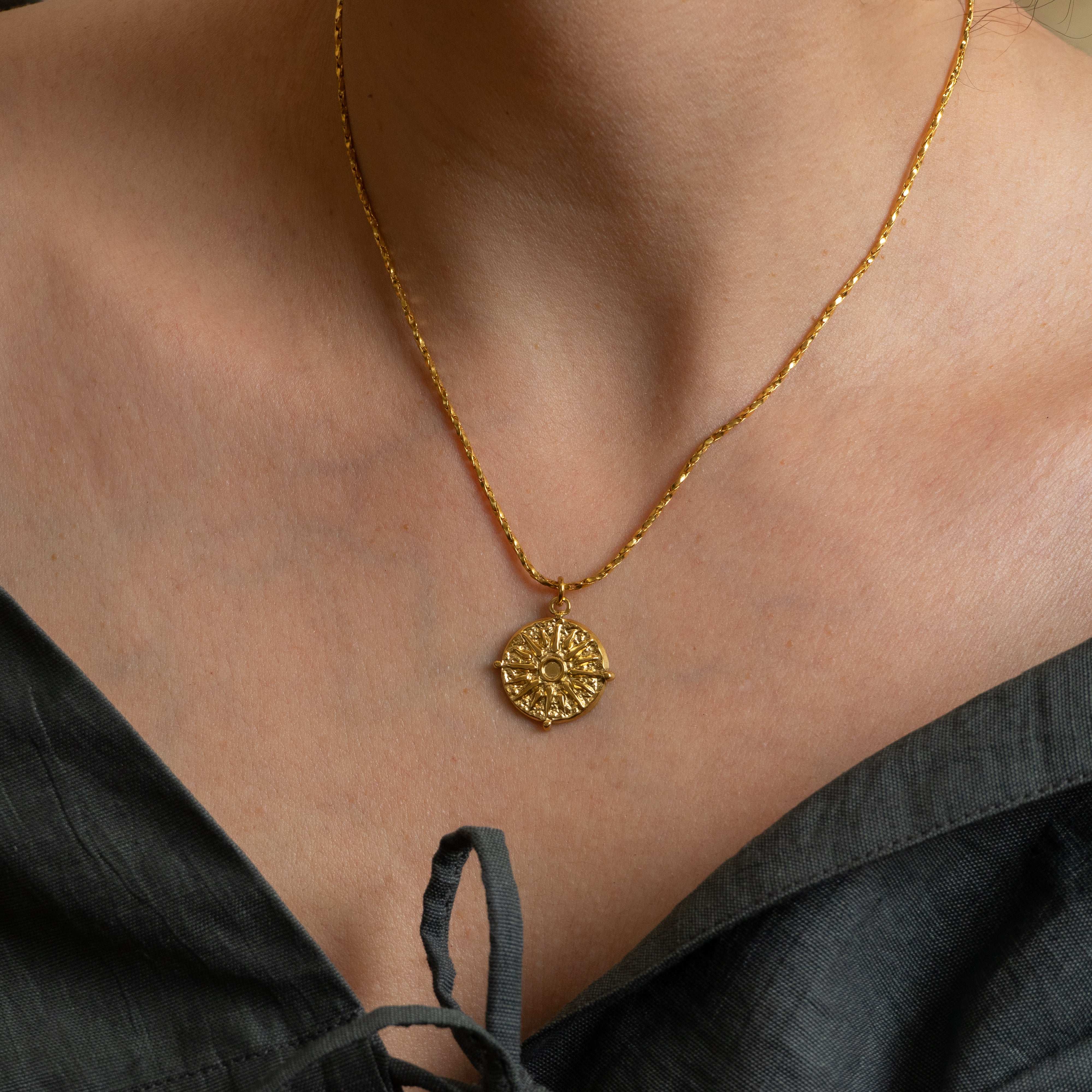 Gold Vergina Sun Necklace
