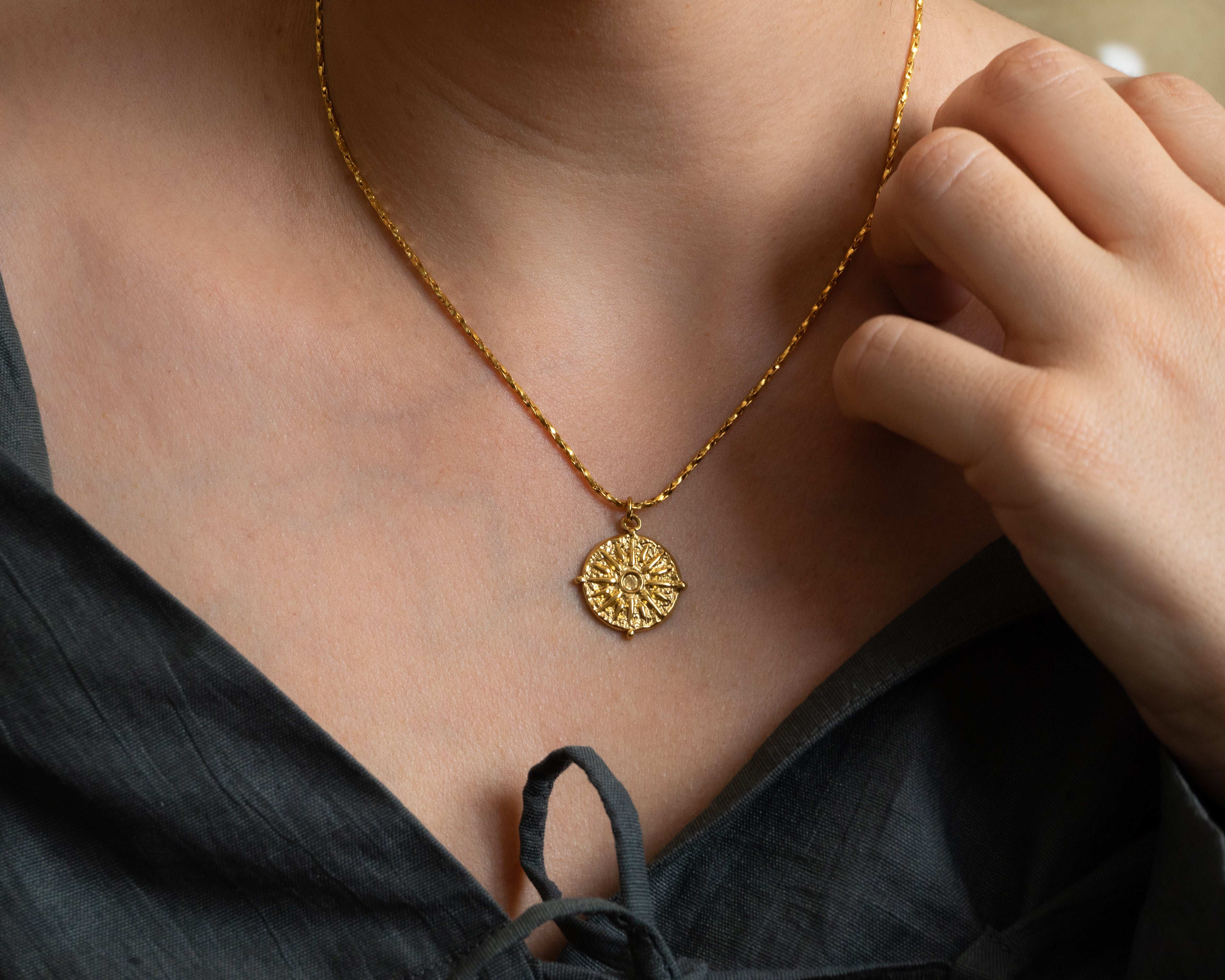 Gold Vergina Sun Necklace