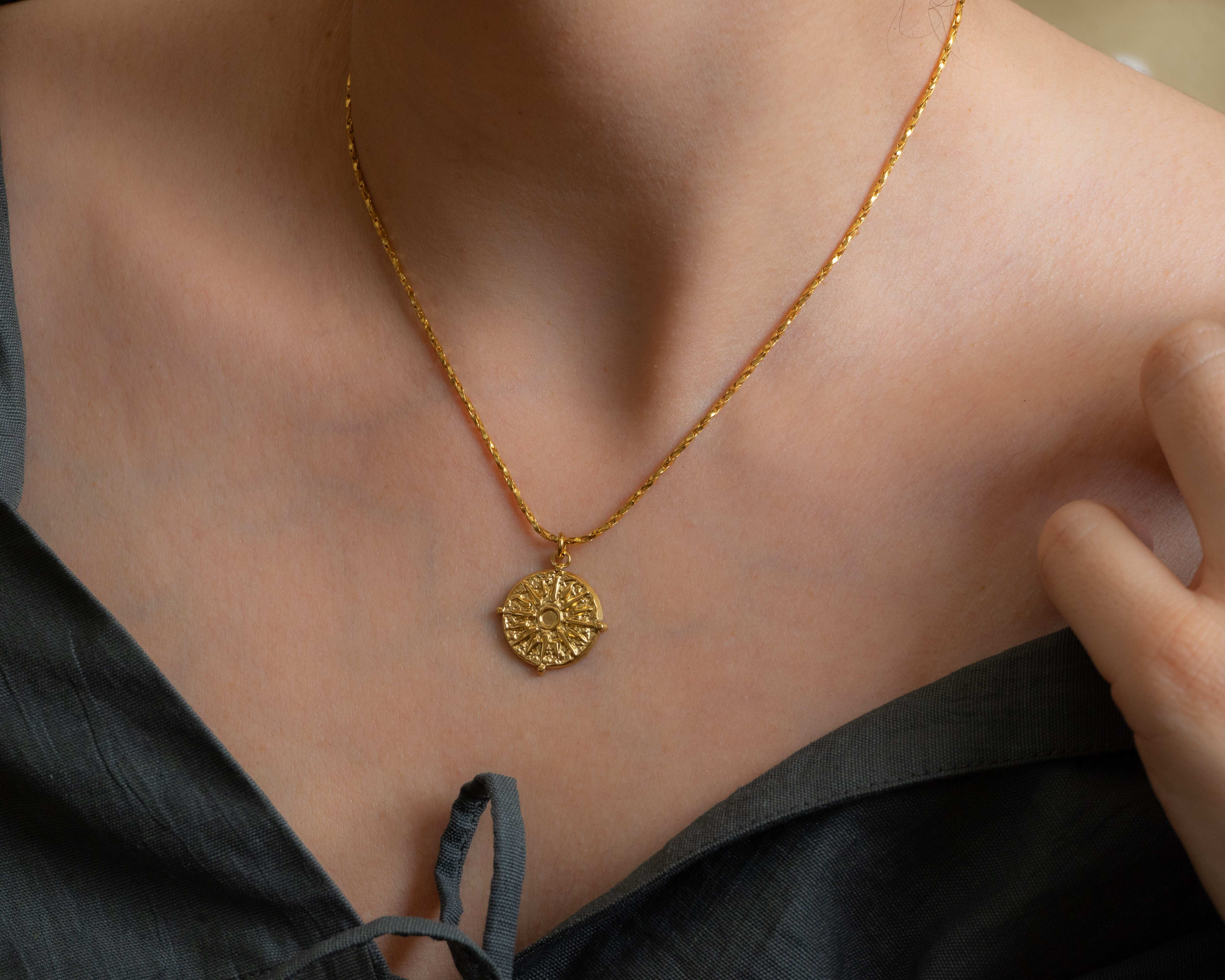 Gold Vergina Sun Necklace
