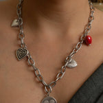 Silver HEART charm necklace