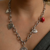 Silver HEART charm necklace