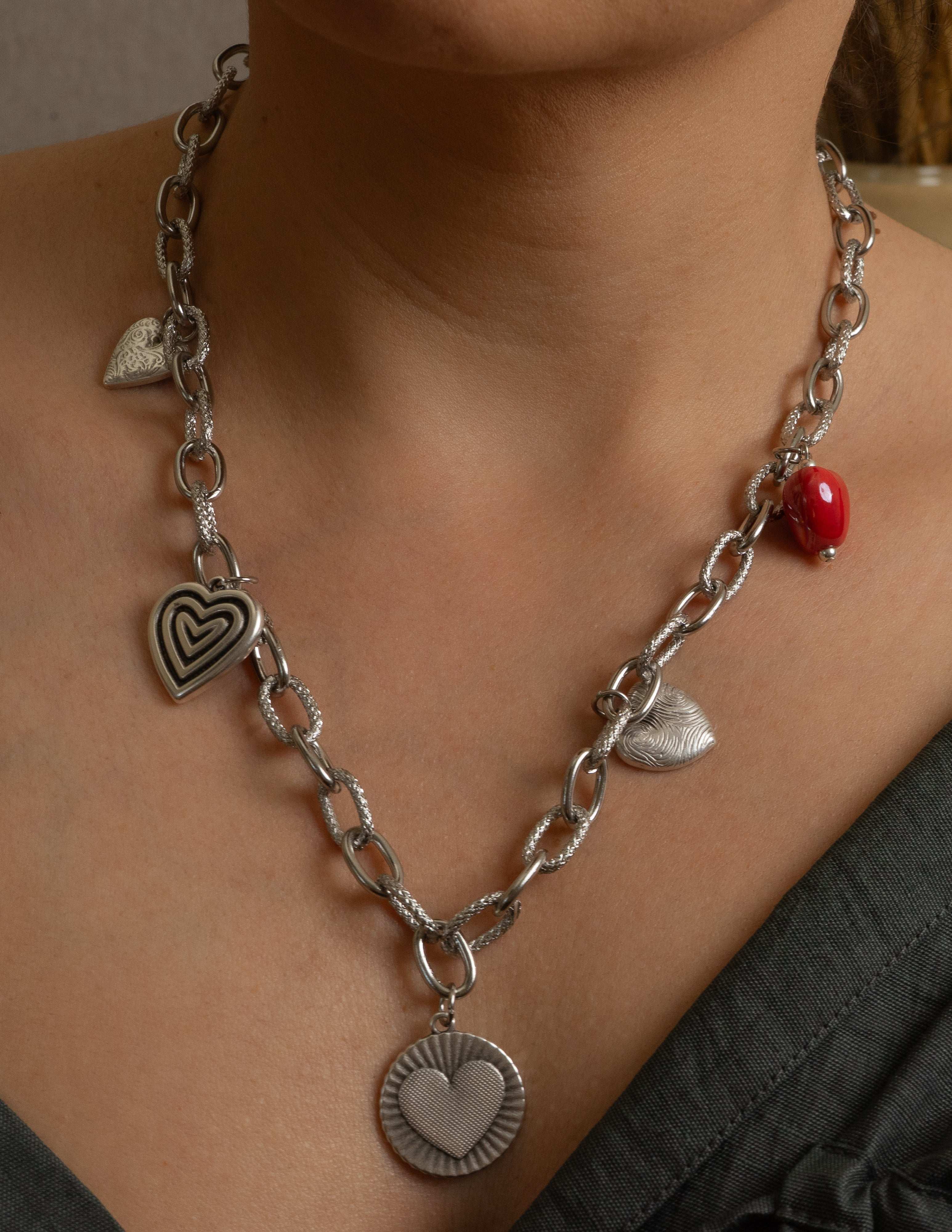 Silver HEART charm necklace