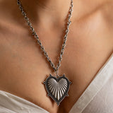 Silver Textured Heart Necklace