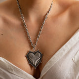 Silver Textured Heart Necklace