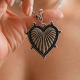 Silver Textured Heart Necklace