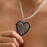 Silver Textured Heart Necklace