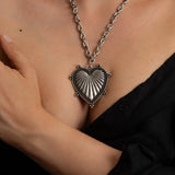 Silver Textured Heart Necklace
