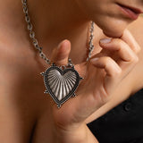 Silver Textured Heart Necklace
