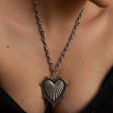 Silver Textured Heart Necklace