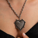 Silver Textured Heart Necklace
