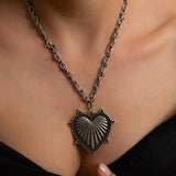 Silver Textured Heart Necklace
