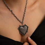 Silver Textured Heart Necklace