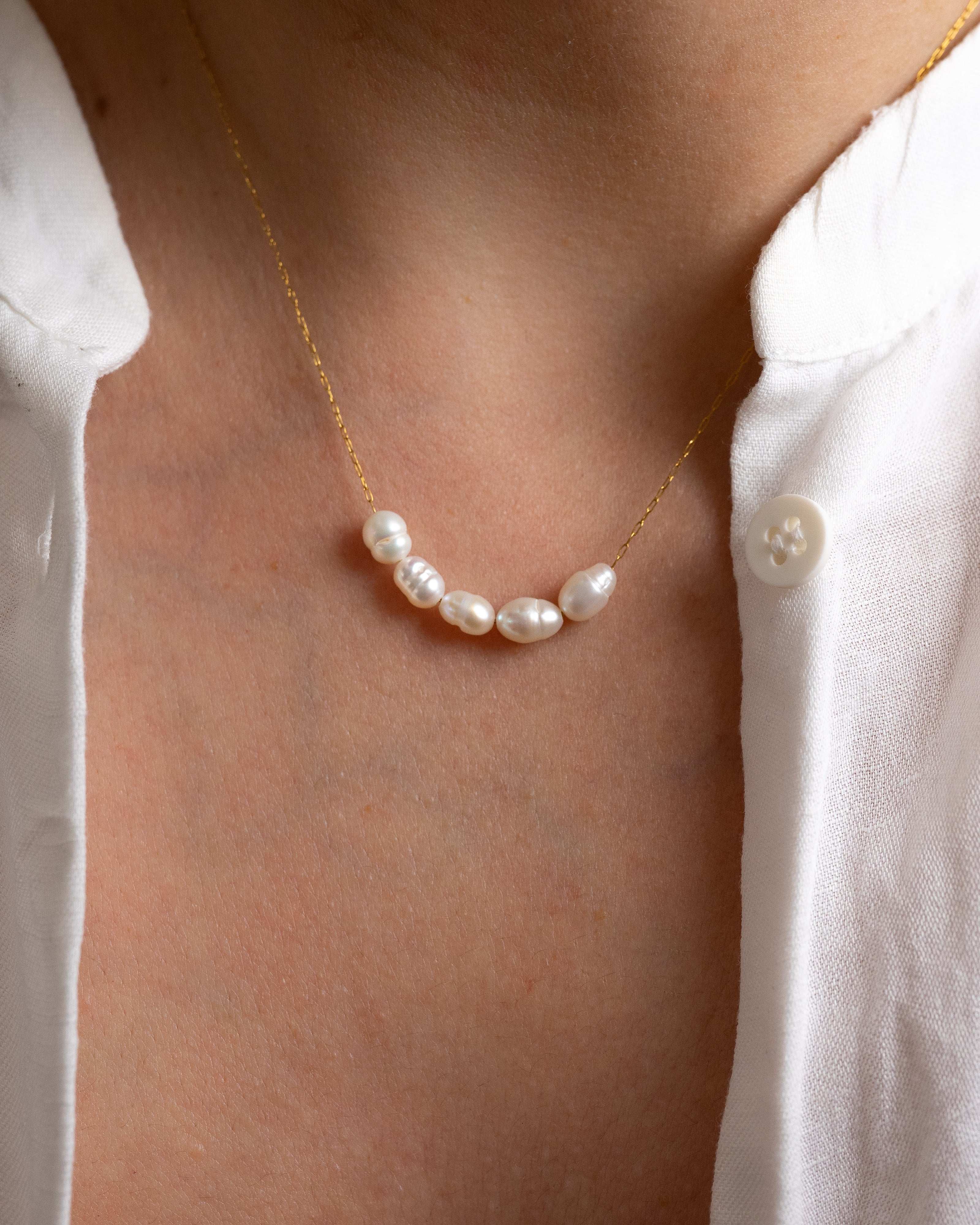 Gold Freshwater Pearl Necklace