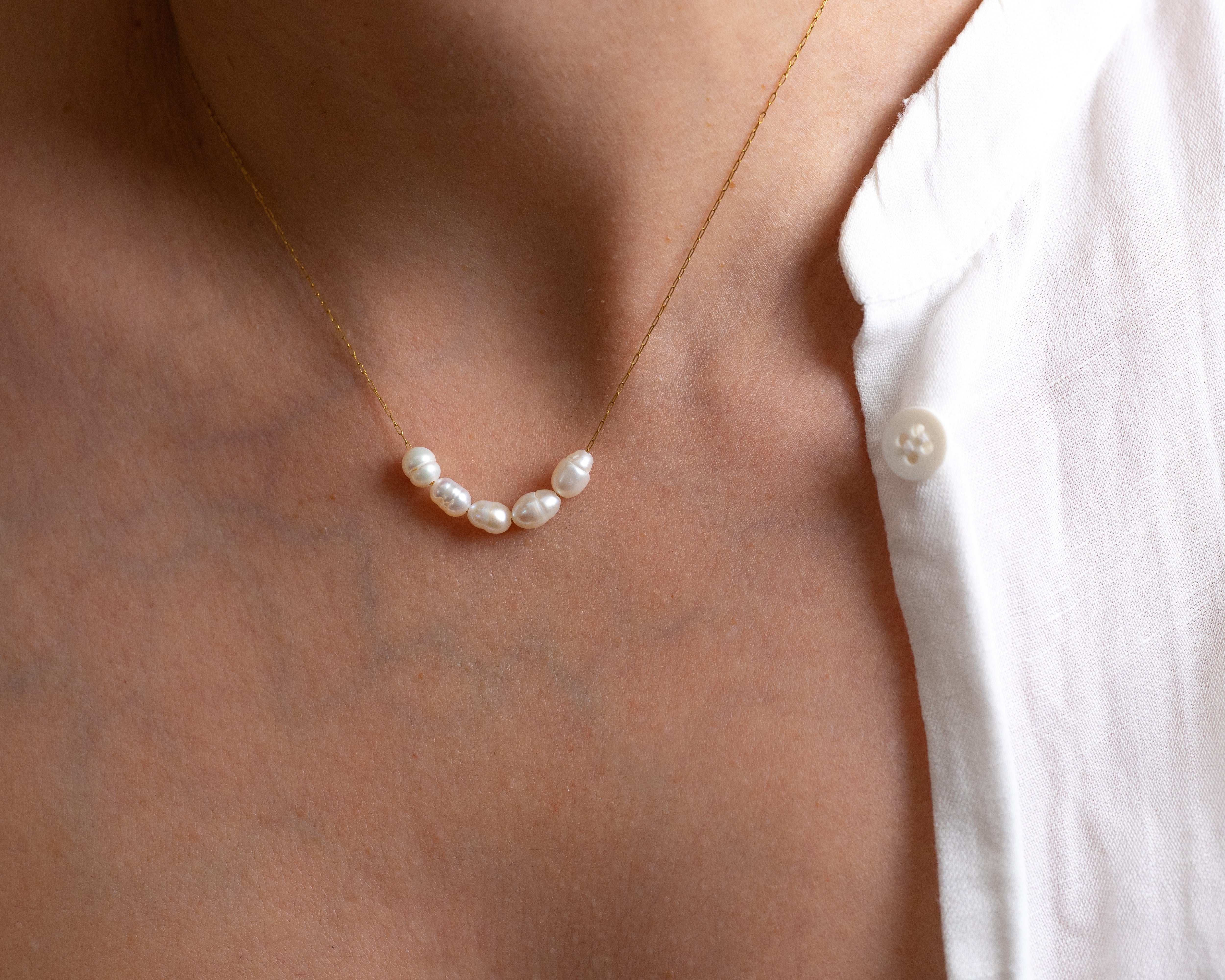 Gold Freshwater Pearl Necklace