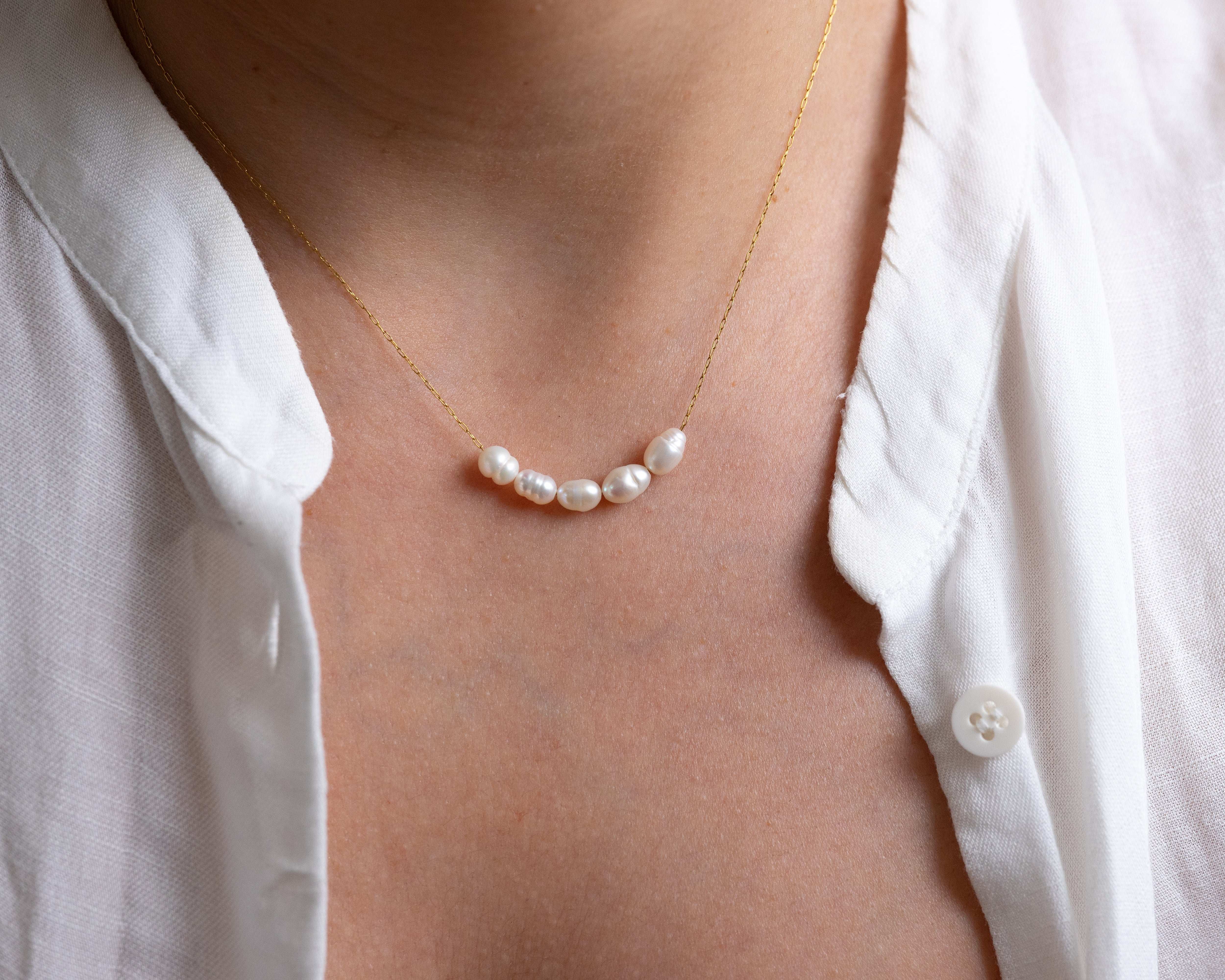 Gold Freshwater Pearl Necklace