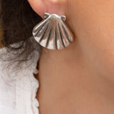 Silver Shell Stud Earrings