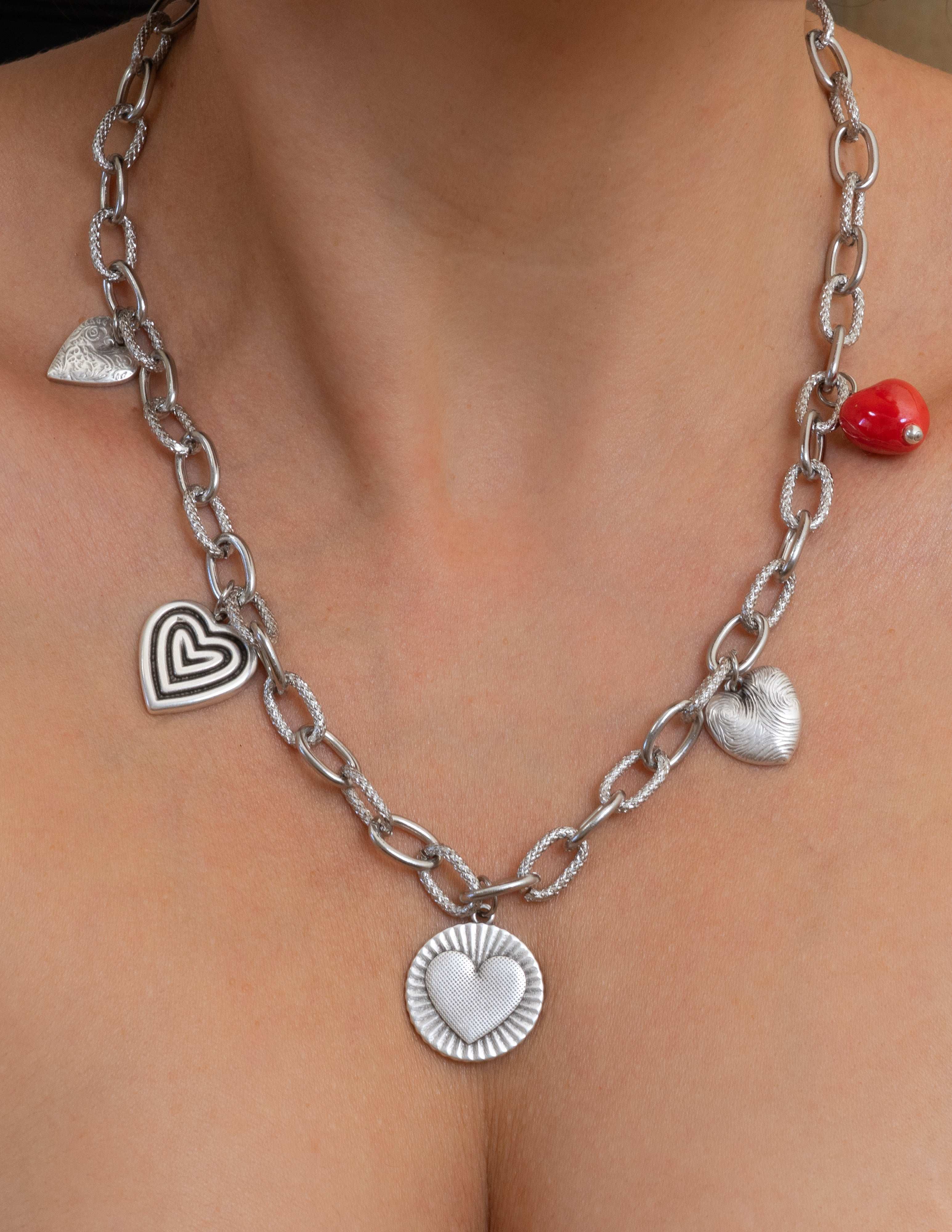 Silver HEART charm necklace