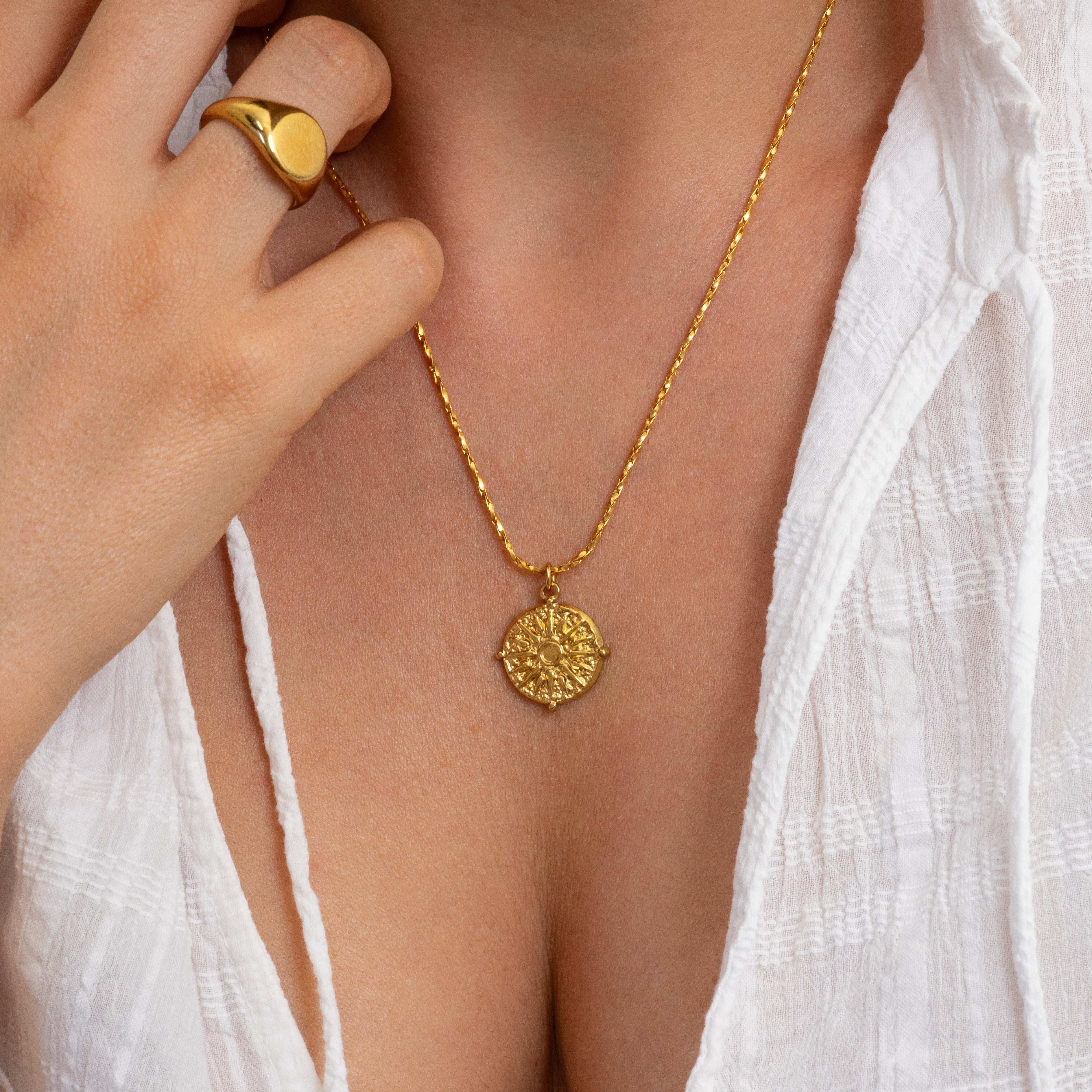 Gold Vergina Sun Necklace