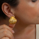 Gold Shell Stud Earrings