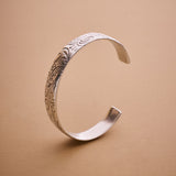 Silver Ethnic Tribal Cuff with Floral Pattern