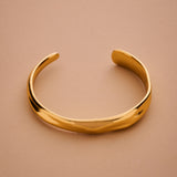Gold Thick Hammered Cuff Bracelet