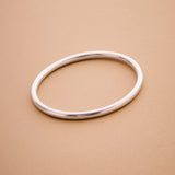 Silver Shiny Thick Round Bangle Bracelet