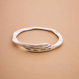 Silver Thick Round Hammered Bangle