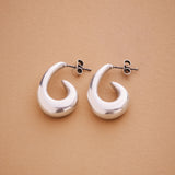 Modern Silver Open Hoop Earrings