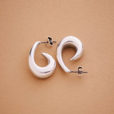 Modern Silver Open Hoop Earrings