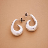 Modern Silver Open Hoop Earrings