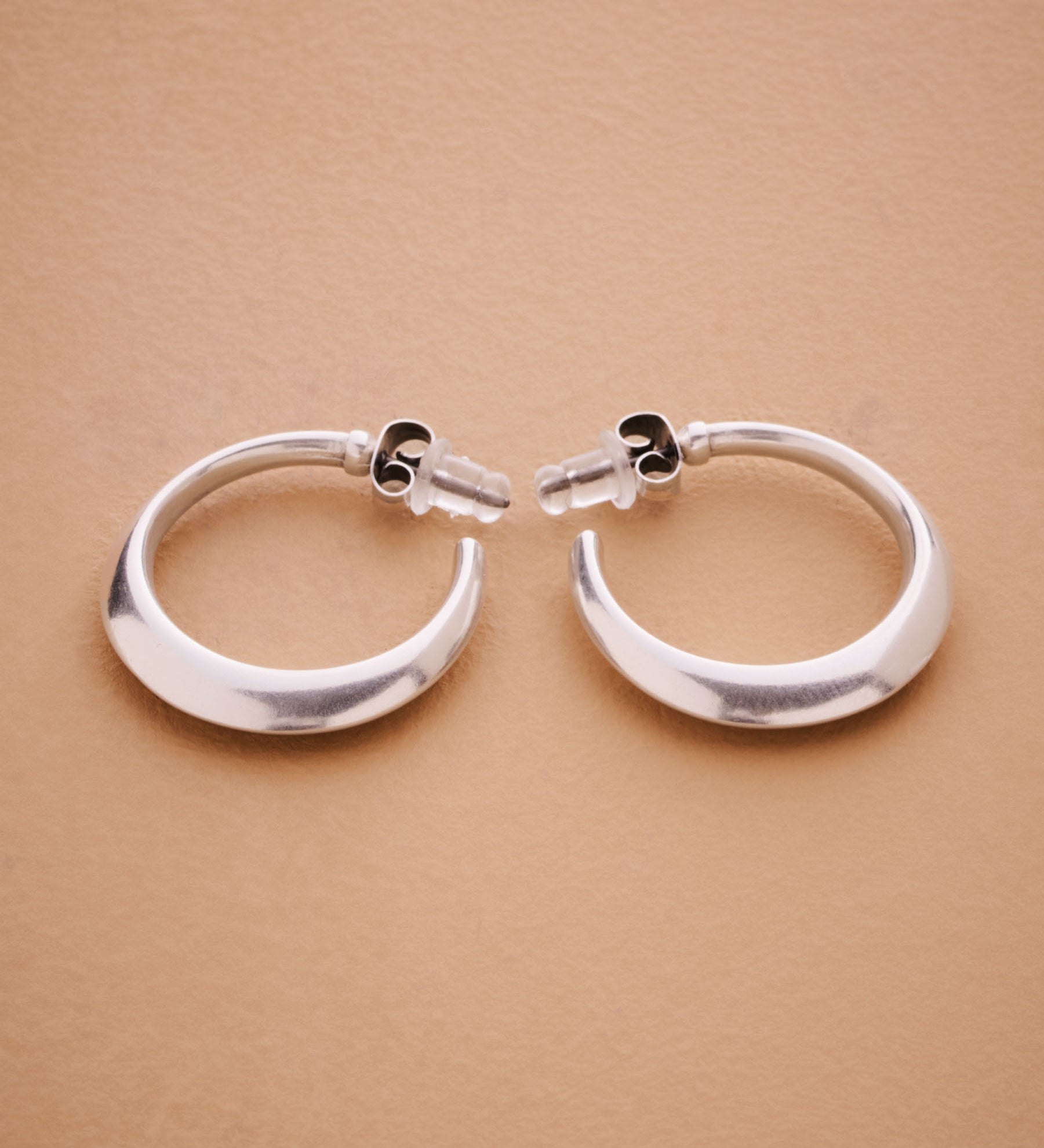 Silver Bold Narrow Hoop Earrings
