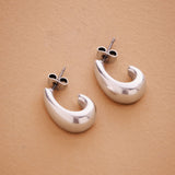 Modern Silver Open Hoop Earrings