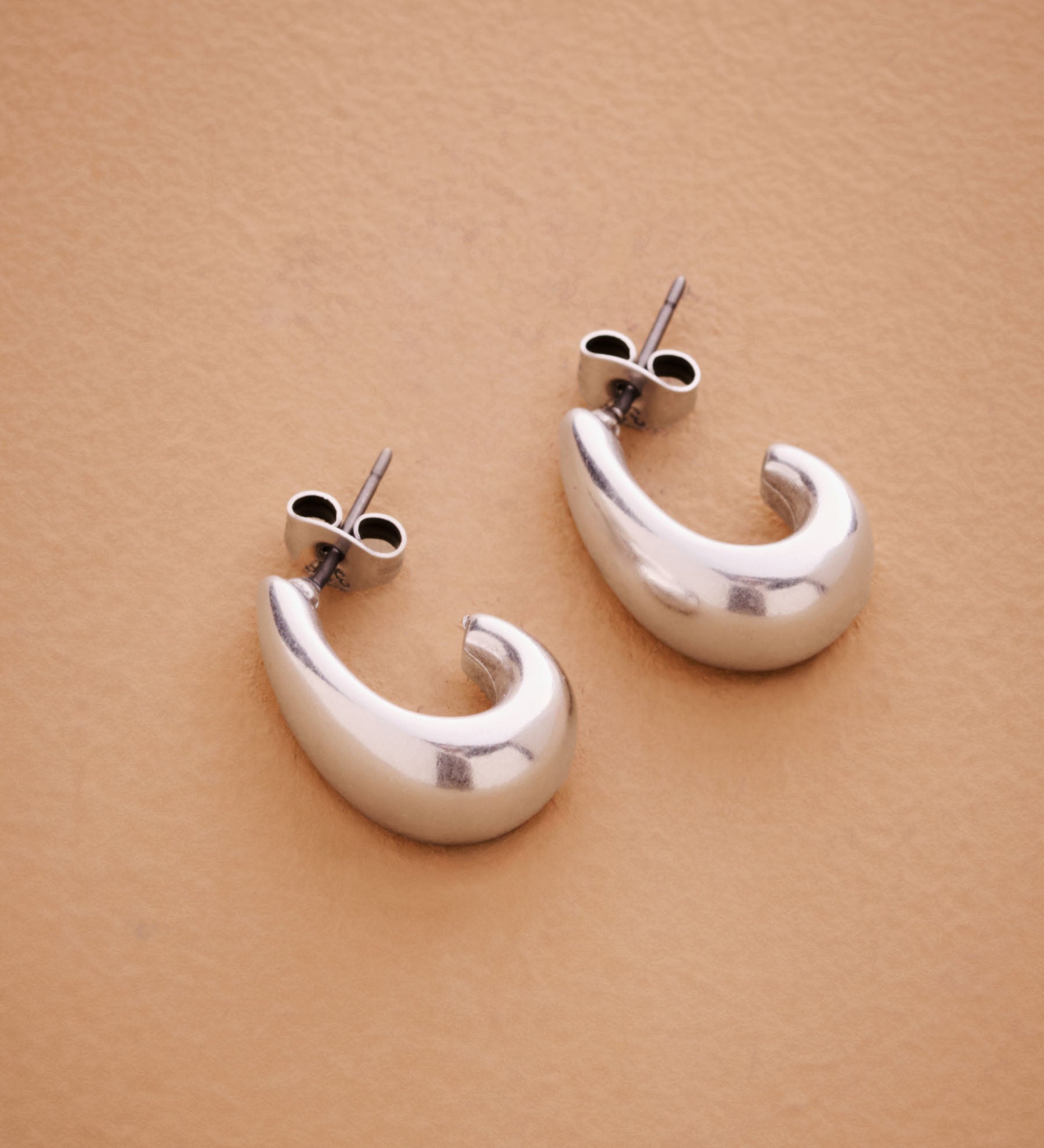 Modern Silver Open Hoop Earrings