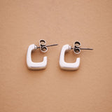 Square Silver Hoop Earrings