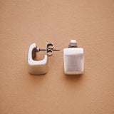 Square Silver Hoop Earrings