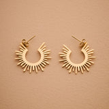 Gold Sun Rays Hoop Earrings