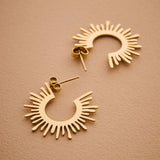 Gold Sun Rays Hoop Earrings