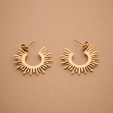 Gold Sun Rays Hoop Earrings