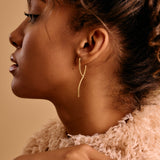 Modern Gold Long Curved Earrings