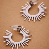 Silver Sun Rays Hoop Earrings