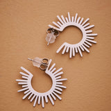 Silver Sun Rays Hoop Earrings