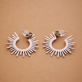 Silver Sun Rays Hoop Earrings